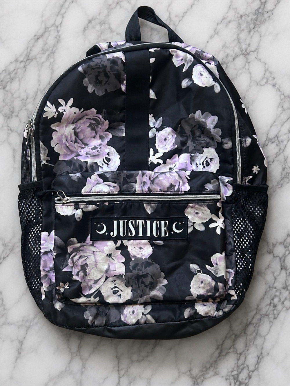 Justice Black Floral Backpack - Girls' School Bag